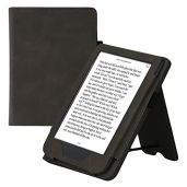 KWMobile Dark Grey Faux Nubuck Leather Case for Kobo Clara 2E & Tolino Shine 4 - Stylish e-Reader Flip Cover