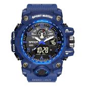 KXAITO Men's Waterproof Military Sports Watch with LED Face Alarm Stopwatch Multi Function Date Dark Blue 3169