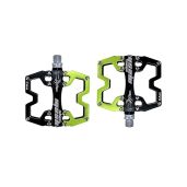 "Shanmashi CA110 Black Green MTB Pedals - Ultra-Light Aluminum 9/16" Flat Bicycle Pedals for Adults"
