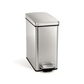 Simplehuman 10L Stainless Steel Slim Bathroom Trash Can - Brushed Finish, Space-Saving Design